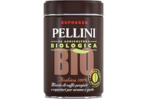 ‎PELLINI Pellini Espresso Bio, Gemahlener Bio-Kaffee für die Kaffemaschine mit Süßem und Zartem Geschmack, 100% Arabica Medium Röstung, 250g Packung
