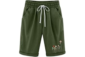 riou Pantalon Deporte Corto Mujer Verano Cintura Alta con Estampado Pantalones de Playa Señoras Elegant Suelto y Cómodo Pantalones de Yoga Casual Talla Grande Original S-XXXXXL