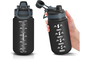 HoneyHolly Botella Agua, Botella Agua Deporte, 500ML Botella Agua Niños, Sin BPA, Botella Agua Motivacional con Paja, 2 opciones de bebida, Aplicar Gimnasio, Colegio, Trekking, Bicicleta, Running