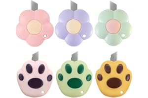 CIOUYAOS 6pcs Brieföffner, Mini Cuttermesser Klein Paketöffner Utility Knife, Sicherheits Box Cutter für Clean Girl Aesthetic Schule Büro Haus Stuff (3 Katter 3 Blumen)