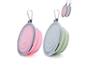 SLSON Bol Pliable pour Chien avec Couvercle, Bols d'eau pour Chiot, Bol de Voyage pour Animaux de Compagnie, Bol réglable en Hauteur pour Chat et Chien, léger et Extensible pour la randonnée et Le Camping