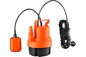 VEVOR Bomba Utilitaria Sumergible, 320 W, 6000 L/H de Alto Flujo, Cabezal de 7 m, Bomba Sumergible de Sumidero con Cable de Alimentación Largo para Drenar Agua de Piscina, Jardín, Estanque, Sótano