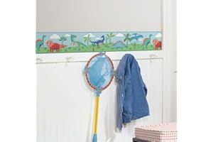 RoomMates RMK11499BD Tapetenbordüre, Dinosaurierparade, zum Abziehen und Aufkleben, Blau, Grün