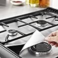 Reusable Gas Hob Protector Teflon Sheet Pack of 4, Hob Stove-top Burner Covers, Universal Heavy Duty Oven Liner, Non-Stick Foil, Lining Easy Clean, FDA-Approved, Silver by PurpleSalt®