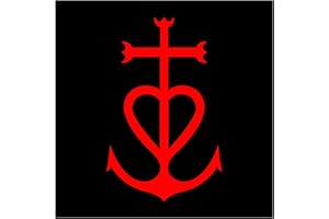 JVM - Autocollant sticker tuning pour voiture, boite à lettre, pc ordinateur portable laptop : (Lot de 1 - Croix de Camargue 12x12 cm, Rouge sur fond noir)