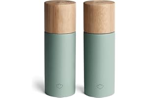 SPRINGLANE KITCHEN SPRINGLANE macina sale e pepe set di 2 in legno di quercia e cemento, macina spezie, macina peperoncino, macina ceramica regolabile (Menta)