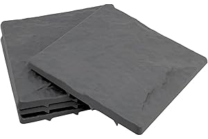 ADEPTNA Pack of 4 Paving Slab Set – Non-Slip Plastic Garden Stomp Stones – Heavy Duty Lawn & Patio Flooring Tiles – Easy Install Weather-proof Outdoor Path Slabs – Lightweight but Durable Blocks