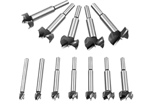 Flintronic Profesjonalne wiertło Forstner, 12 sztuk, wiertło z okrągłym trzpieniem, wiertło do drewna, akcesoria do wiertarki do obróbki drewna (10, 12, 15, 18, 20, 22, 25, 26, 28, 30, 32, 35 mm)