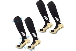 FIBOGOUP Fußballsocken Kinder Herren (2 Paar),Fußball Stutzen EU 32-38,Anti-Rutsch Fußball socken, Sportsocken für Fußball, Laufen, Training