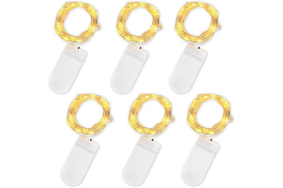 Jsdoin LED Mini Lichterkette mit Batterie, 6x20er Micro außen Lichterkette | 2M DIY kleine Lichterketten Wasserdicht für Party Hochzeit Weihnachten Beleuchtung Deko
