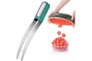 Sevitini Affettatrice per anguria, Coltello da anguria in Acciaio Inox, utensile da Taglio per cubetti di Melone, per Insalata di frutta, per Frutta e Melone Cubo (Verde)