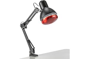 LKHDONG 150W Wärmelampe Rotlichtlampe mit Halteklammer, Rotlichtlampe Infrarot Lampe für Schmerzlinderung Temperaturbereich 0-100°C