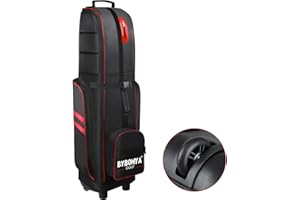 BYBOMYA Soft-Sided Golf Travel Bag Padded Heavy Duty 1680D Oxford Travel Golf Bags with Wheels for Airlines Wear and Abrasion Resistant Travel Golf Bags for Airlines Unique Base Design