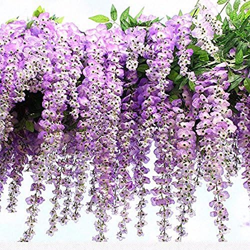 JIASTONE 12pcs Purple Artificial 100CM Fake Hanging Vineb Wisteria Silk Flower For Home Garden Wall Decoration Holiday Decoration Weddings &amp; Events Simulation Flower