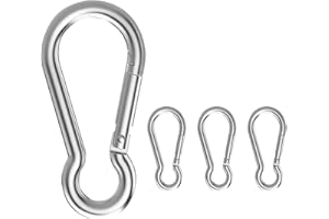 EESTECK 4Pcs Snap Hooks, 304 Stainless Steel Spring Snap Hook Carabiner, 40mm Quick Link Carabiner Clips for Camping, Fishing, Hiking, Traveling, Backpack, Dog Leash, Keychain