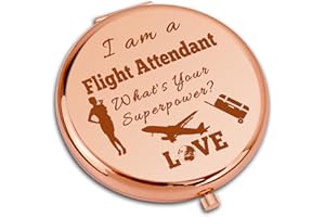 DABIHU Flight Attendant Gifts for Women Compact Makeup Mirror Stewardess Appreciation Gift Flight School Graduation Gift Pilot Gift Aviation Gift Folding Makeup Mirror Pilot Airline Gift Flight Training Gift