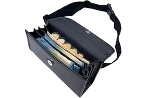 POS VALLEY Professionelle Gürteltasche, Geldbörse inkl. 5 Euro-Wechselfächer, 4 Geldscheinfächer, Magnetverschluss - 23 x 11 x 7 cm - Schwarz