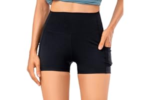 TERODACO Kurze Sporthose Damen Mit Taschen Schnelltrocknend Radlerhose Damen Leicht Hohe Taille Gym Shorts Damen Yoga Fitness Laufshorts,Nahtlos Dehnbar Weich