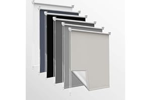 Homland Store Occultant sans Perçage, Rideaux Occultant avec Revêtement d'argent, Isolation Thermique, Installation Simple, pour Chambre, Salon, Cuisine, Salle de Bain,Crème,60 x 210 cm