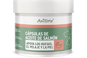 AniForte cápsulas de Aceite de salmón para Perros y Gatos 500 Unidades - valioso Aceite de Pescado Omega 3 y 6 y vitaminas para el metabolismo, la formación ósea y un Pelo Brillante