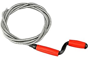 POWERRUIF Spirala do czyszczenia rur, spirala odpływowa, 5 m x 6 mm, spirala do czyszczenia odpływów, uniwersalna spirala do czyszczenia rur do toalety, umywalki i odpływu wanny, uporczywe zatkane zatory