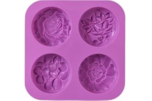 Cozihom Flower Moules à savon en silicone, moule à savon fait maison, muffin, pudding, gelée, brownie et gâteau au fromage, antiadhésif et sans BPA