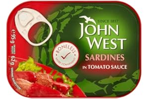 John West Sardines Skinless & Boneless in Tomato Sauce (95g) - Pack of 6