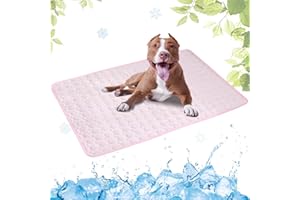 LEZUAN Cooling Mat for Dogs and Cat, Heat Relief Pet Cooling Mat for Crates, Kennels and Beds - Portable and Washable(Pink,55x70cm)