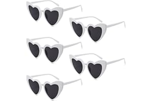 MIVAIUN 5 paia di occhiali da sole a forma di cuore, occhiali da sole bianchi a forma di cuore, occhiali da sole anni '70, occhiali da sole vintage cat eye, occhiali da sole retrò a forma di cuore,