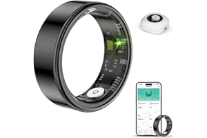 HPLSZCN Smart Ring Health Tracker, Sleep & Heart Rate Monitor, IP68 Waterproof Fitness Ring for Men/Women, Smart Ring Fitness Tracker for Daily Sports, Android & iOS (Black, #10)