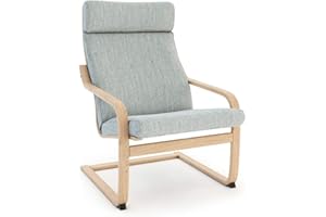 Vinylla Armchair Replacement Cover Made for Ikea Poang Chair (Cushion Design 3, Polyester - Light Grey)