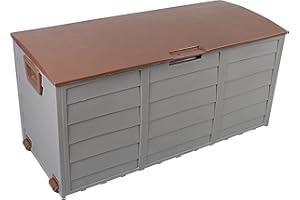 1 Click Buy Outdoor Garden Plastic Storage Utility Chest Cushion Shed Box - Ideal for Outdoor Cushions, Parcels Tools Toys Shed Overflow (290L, Brown)