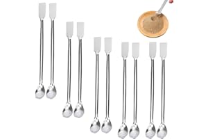 SOGHO 10 espátulas de laboratorio,Espátula de laboratorio de acero inoxidable,Espátula de laboratorio de muestreo,Cuchara de muestreo de laboratorio reutilizable de acero inoxidable,Mini Micro Cuchara para
