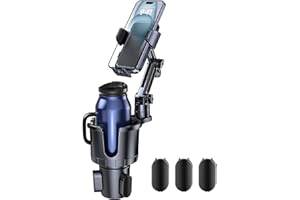 Auto Cup Halter Telefon Halterung,Giftorld 2 in 1 Cup Halter Handy Halter Cradle mit verstellbarer Basis für Long Neck für Auto,360°Rotation Telefon Halterung Kompatibel mit 4-7" iPhone Smartphones un