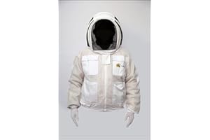 PRO GEAR FVJ Unisex Bee Protection 3 Layers Ultra Ventilated Safety Protective White Beekeeping Jacket Fencing Veil, Medium