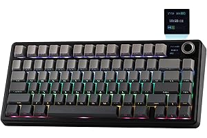 EPOMAKER X AULA F75 MAX Tri-Mode Wireless Gaming Keyboard, TFT Screen, Knob, Hot Swappable, 2.4GHz/Type-C/BT5.0, Gasket Creamy, for PC/Mac/Office/Gaming (Black Gradient)