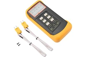 Thermomètre Numérique,Fydun 682II -5~13°C Double Canal Thermomètre numérique à thermocouple de type K Indicateur de Temperature avec rétro-éclairage LCD pour thermocouple K/J/T/E/R/S/N