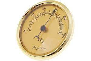 D DOLITY Hygromètre à Cigares Affichage Graduation Aiguilles - Or