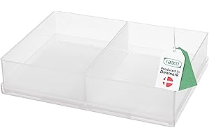 Raaco Einsatzkasten 55 2xA6-1, Tablett mit 2 Einsätzen, Transparenter Sortierkasten für Kleinteile, Sortierboxen, Schubladen & Kleinteileaufbewahrung, Leicht zu Reinigen, 16 x 22 x 4,7 cm