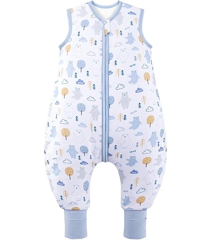 Gigoteuse Bébé 2,5 TOG, Sac de Couchage Bébé à Manches Amovibles, 100% Coton, Turbulette Naissance Hiver pour Garçons Filles, Longueur 72 cm, 0-6 Mois (Bleu
