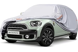 GUNHYI 6 Layers Heavy Duty Car Cover, Custom Fit For Mini Countryman R60, F60, U25 2010-2024, Waterproof All Weather Outdoor Car Cover Rain Dust Protection, With Zip and Cotton Lined, Silver