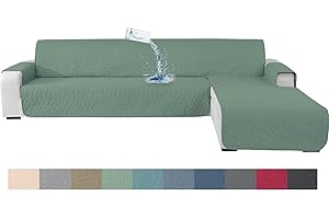 Ystyle Copridivano 3 Posti Con Penisola, Angolare Con Penisola A Sinistra Destra, Chaise Longue, L 255cm, Verde Chiaro