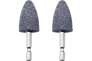 HLMYER 2 Pcs Hexagonal Handle Brown Corundum Grinding Stone,Conical Small Grinding Wheel Head Mounted Points,Sanding Drill Bit Grinding Attachment,Polishing Tool for Polishing Deburring Carving