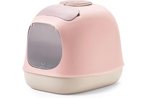 United Pets Minu - Minù- Bac/Litière Couverte pour Chats, Pelle e Filtre Inclus. De Design, fabriqué en Italie, Couleur Rose/Gris, Taille Unique. Maison de Toilette pour Chats