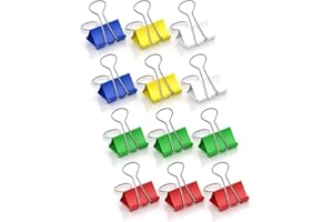 Berlingo Klasyczne spinacze biurowe, 12 sztuk, wysokiej jakości metal, stal nierdzewna, klipsy o szerokości 41 mm, do biura, szkoły, miejsca pracy i domu, kolorowe kolory