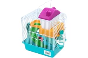 DI ZE LIN PET HOME S.L DZL® Jaula para Hamster 27 * 21 * 25cm jaulas Hamsters pequeña Bebedero comedero y Escalera Comida incluidos Color Aleatorio