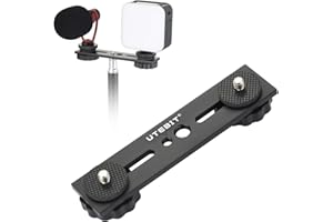 UTEBIT 5" Estabilizador Camara, Soporte para Zapata de Flash Dual de Soporte Camara con Tornillo de 1/4 " Soporte para Gopro para Cámara DSLR Luz de Flash LED Micrófono