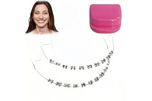 QINZIEN 2PCS, Colorful Metal Bracket and Ligature Ties,Temporary Dental Fake Braces,Tooth Decoration with Metal Wires with Hook,Teeth Straightening Kit,Fake Braces,Braces Teeth,Teeth Aligner,Clear