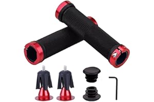 Buaak Bike Handlebar Grips, Rubber Mountain Bike Grips with Aluminum Lock, Non-Slip BMX Grips and MTB Grips, Professional Handle Bar Grips for Foldable Pit Bike Urban Bicycles