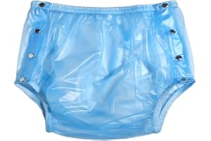 Haian Pantalones de plástico para incontinencia para adultos (3XL, azul transparente)